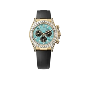 Rolex Daytona 126538TBR Yellow Gold Turquoise Stone Dial Diamond Bezel Oysterflex
