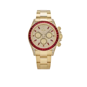 Rolex Daytona 126598TRU Yellow Gold Ruby Bezel Diamond Pave Dial